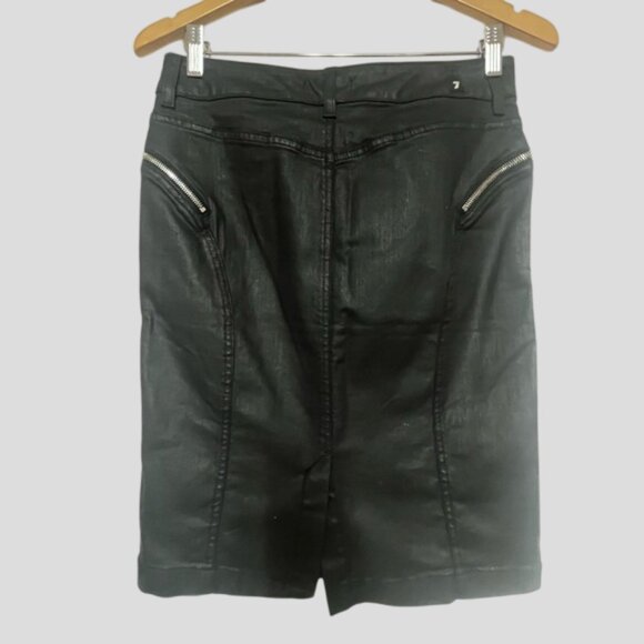 7 For All Mankind High Waist Coated Straight Pencil Denim Skirt Size 29 - Picture 4 of 12